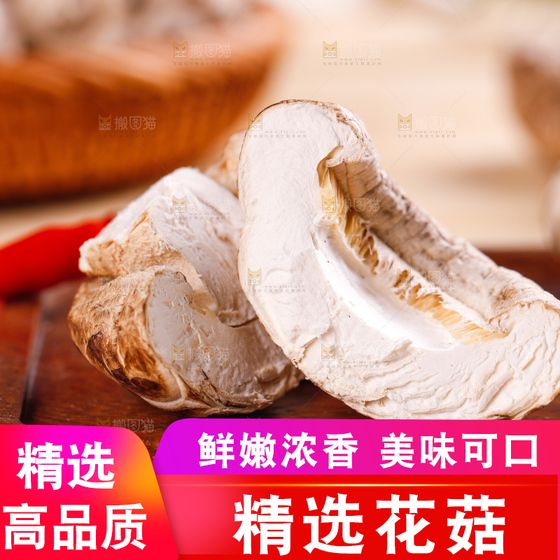 冬菇摆放在木板上