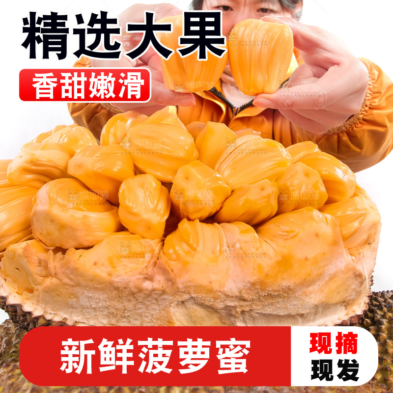 手里拿着红肉菠萝蜜果肉