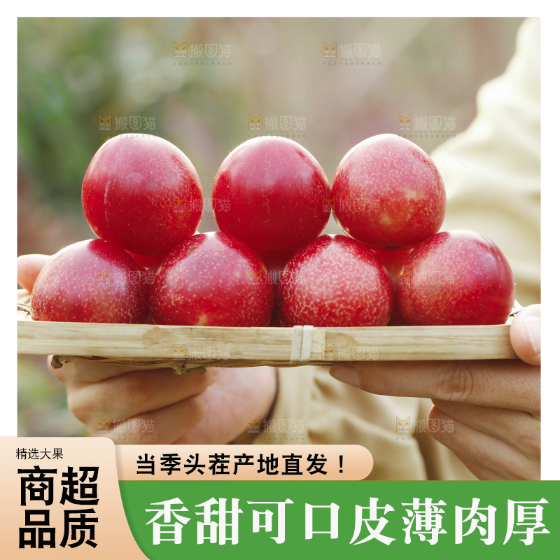 手里端着新鲜樱桃李