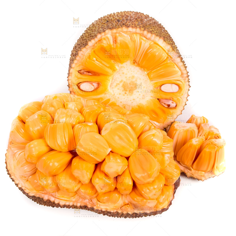 白底上放着红肉菠萝蜜