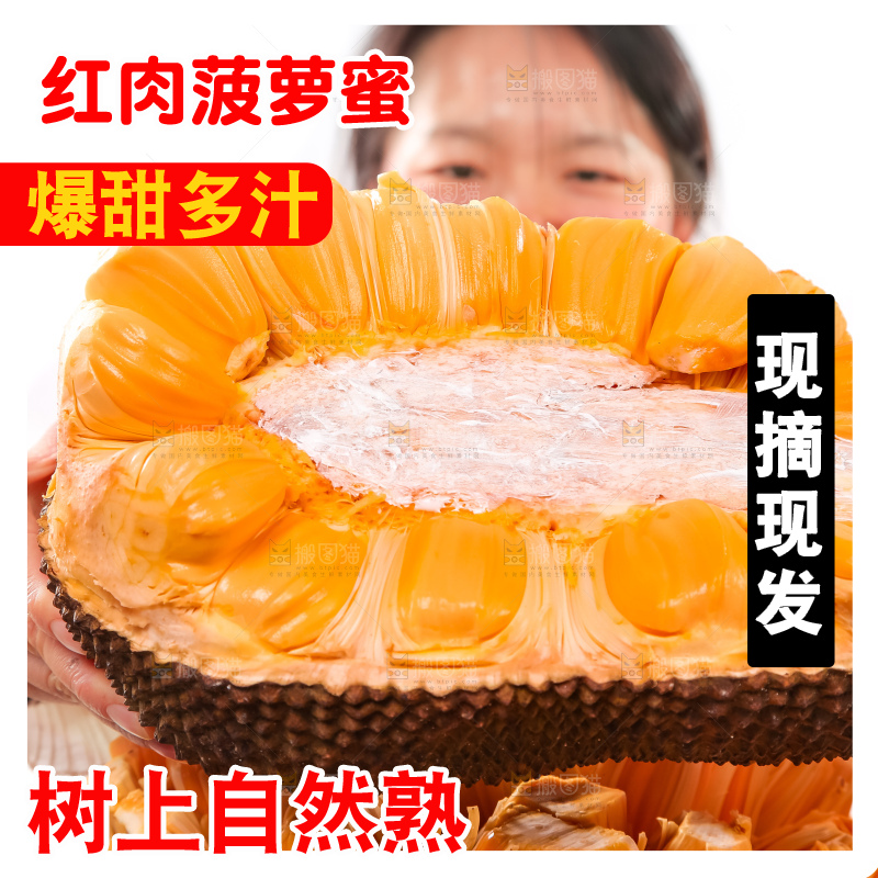 手里捧着进口红肉菠萝蜜