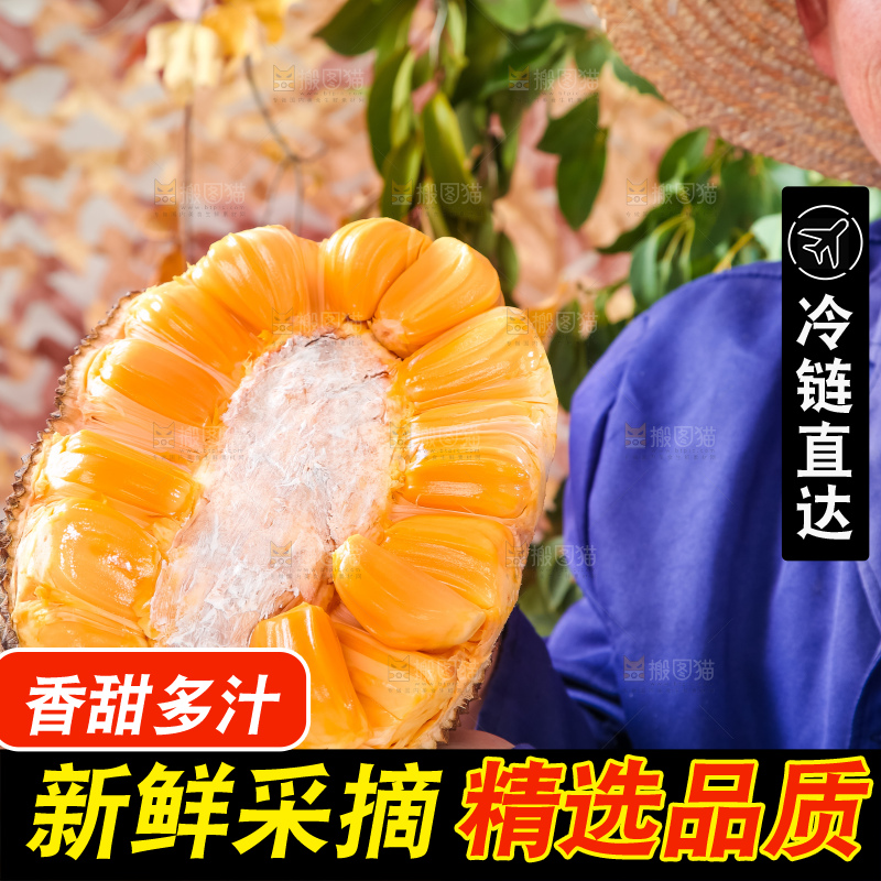 手里捧着半边红肉菠萝蜜