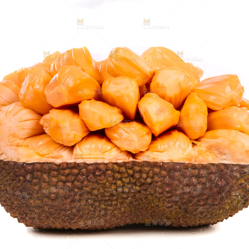 白底上放着红肉菠萝蜜