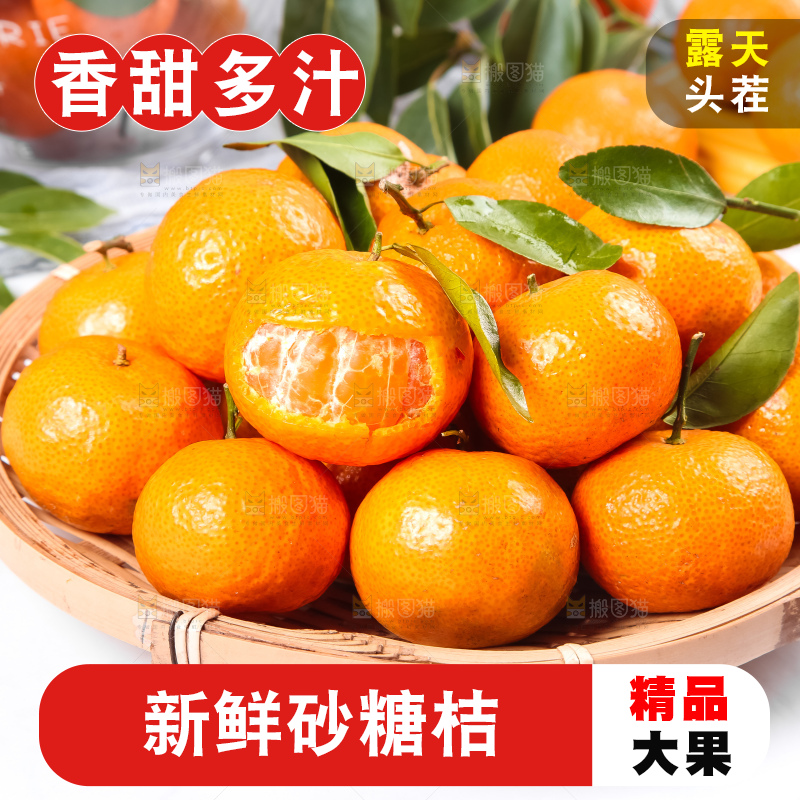 白底上放着一篮砂糖桔
