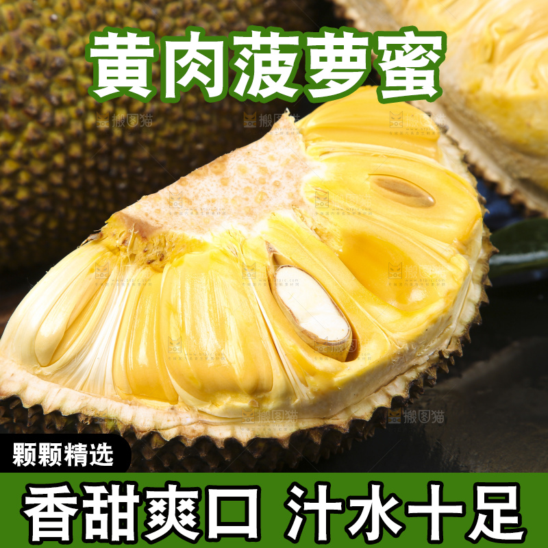 黑底上放着海南黄肉菠萝蜜