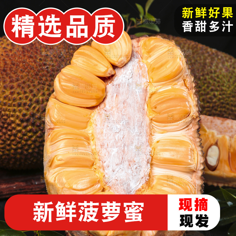 黑底上放着红肉菠萝蜜
