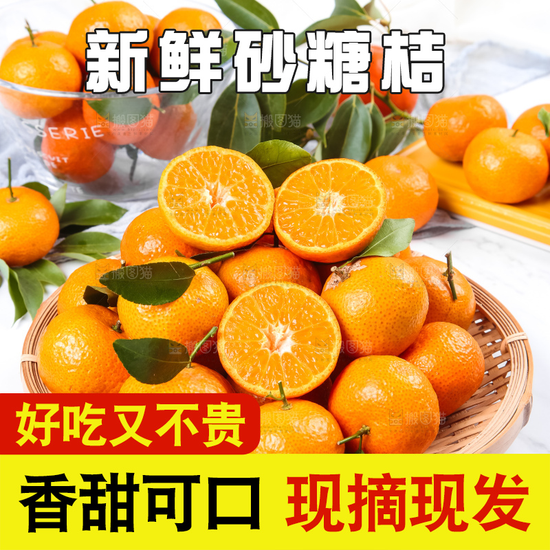 白底上放着一篮砂糖桔