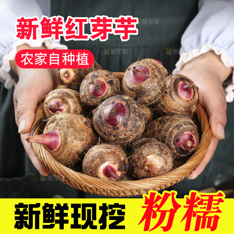 一篮红芽小芋头