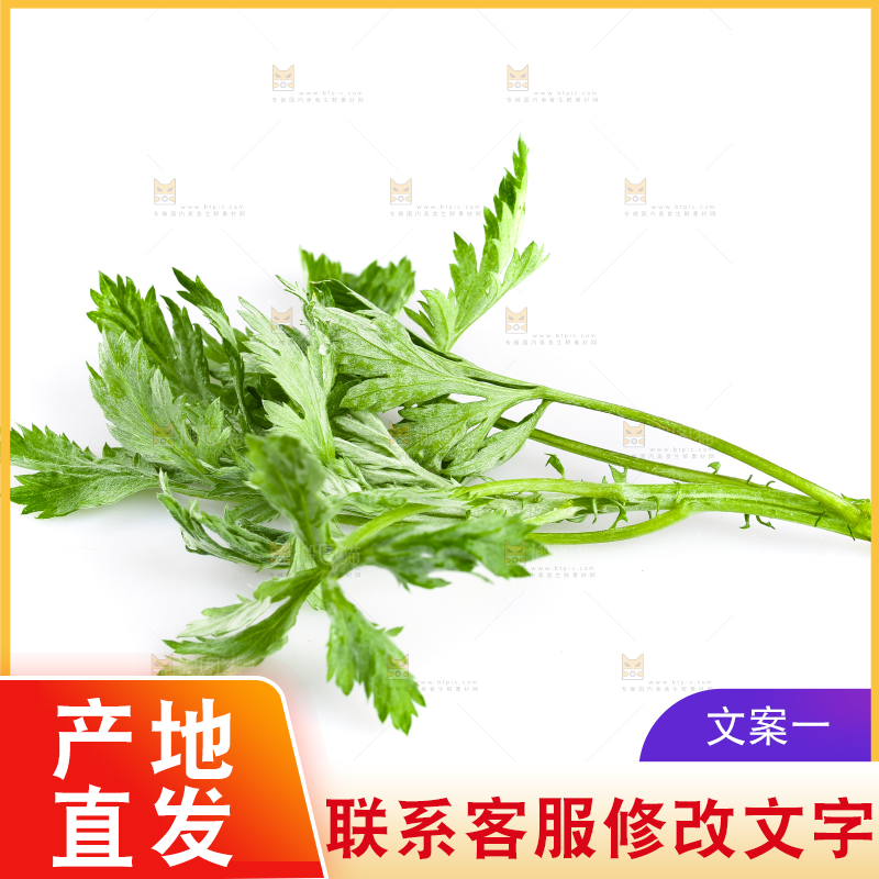 白底上放着艾草叶
