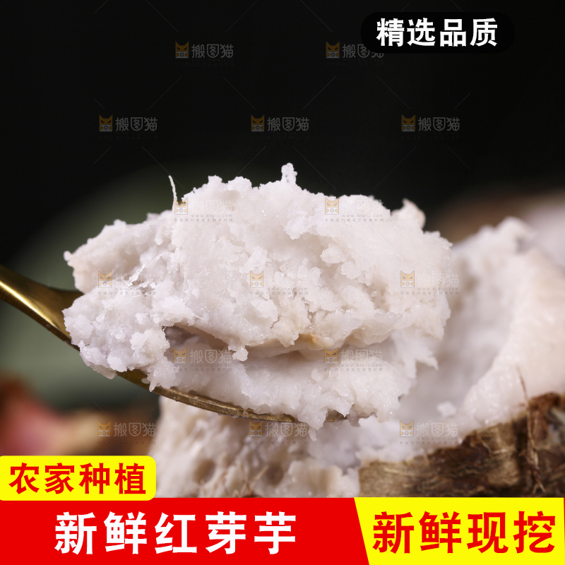勺子上舀着芋头