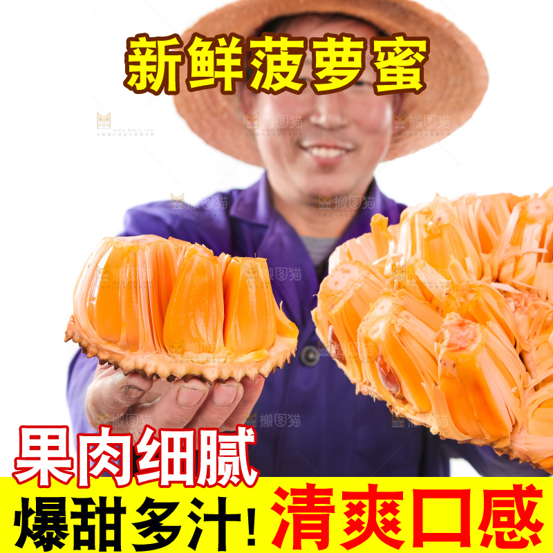 农民手里拿着红肉菠萝蜜