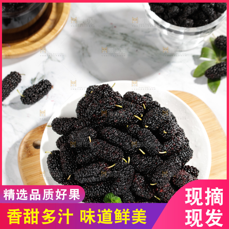 一盘新鲜桑葚