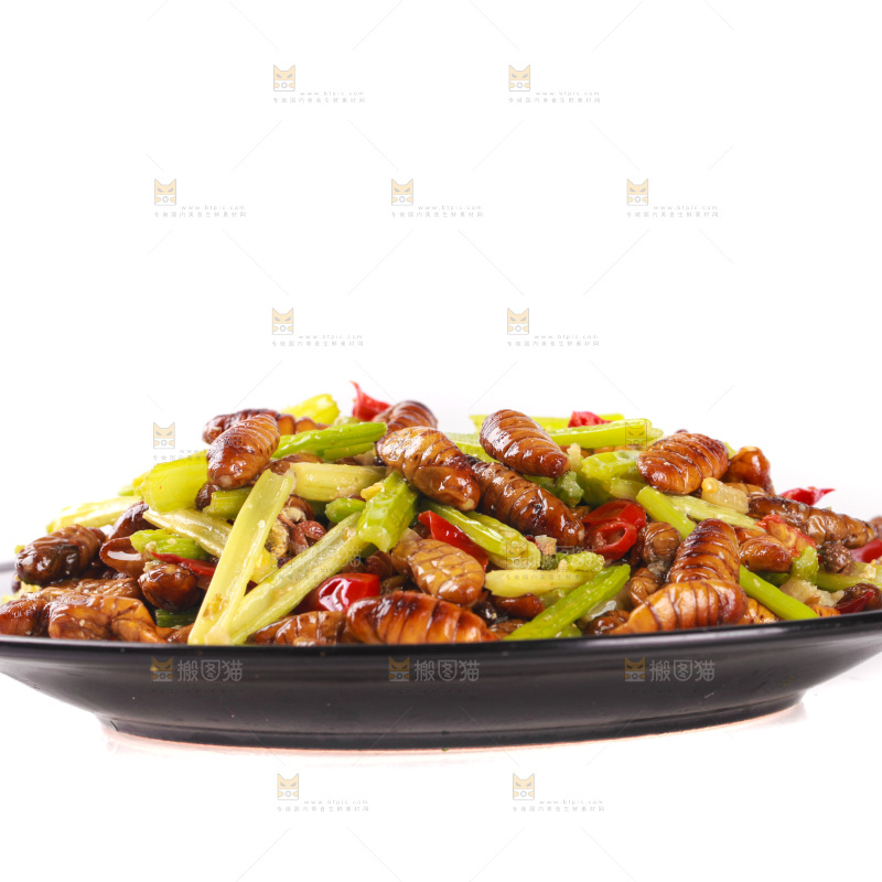 一盘芹菜炒蚕蛹