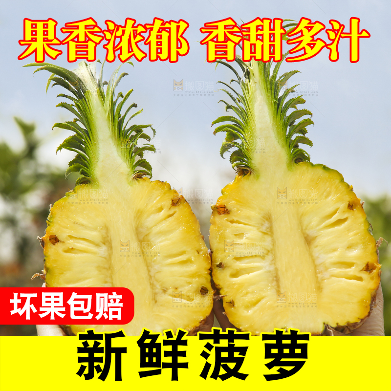 手里拿着切面的菠萝