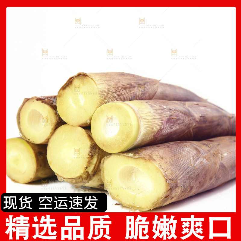 白底上放着一堆春笋