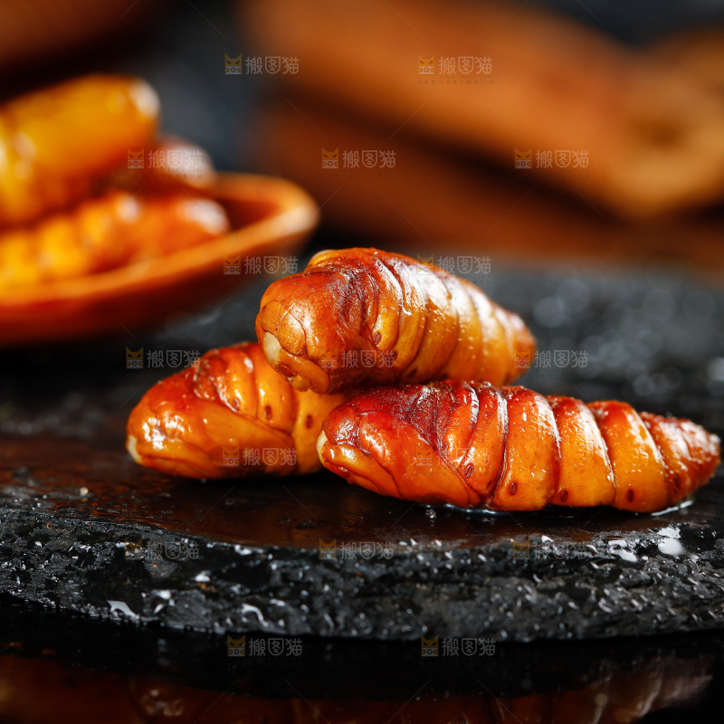 黑底上的蚕蛹