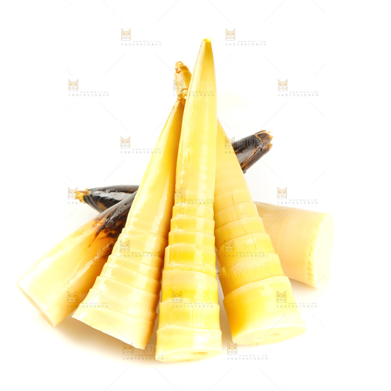 白底上的手剥笋