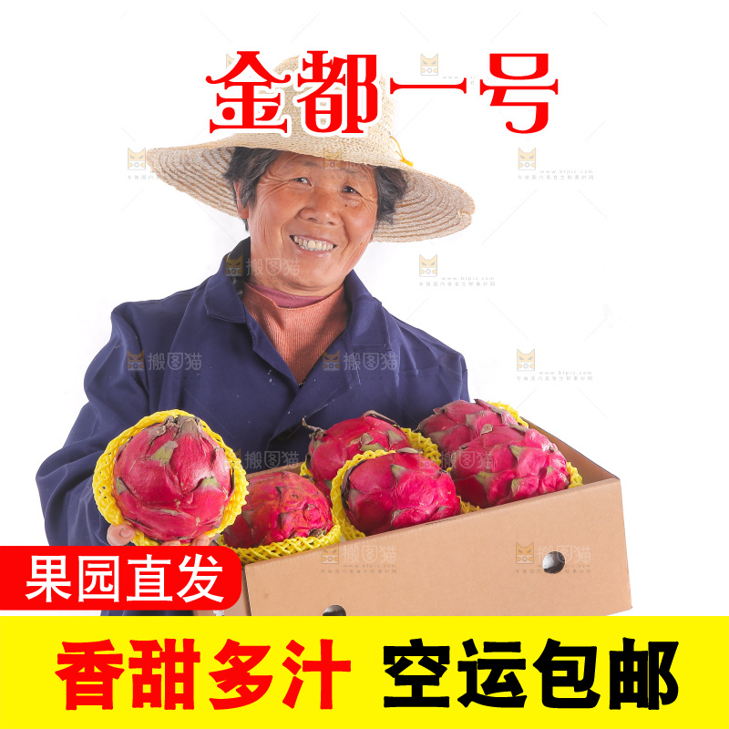 手里端着一箱金都一号火龙果