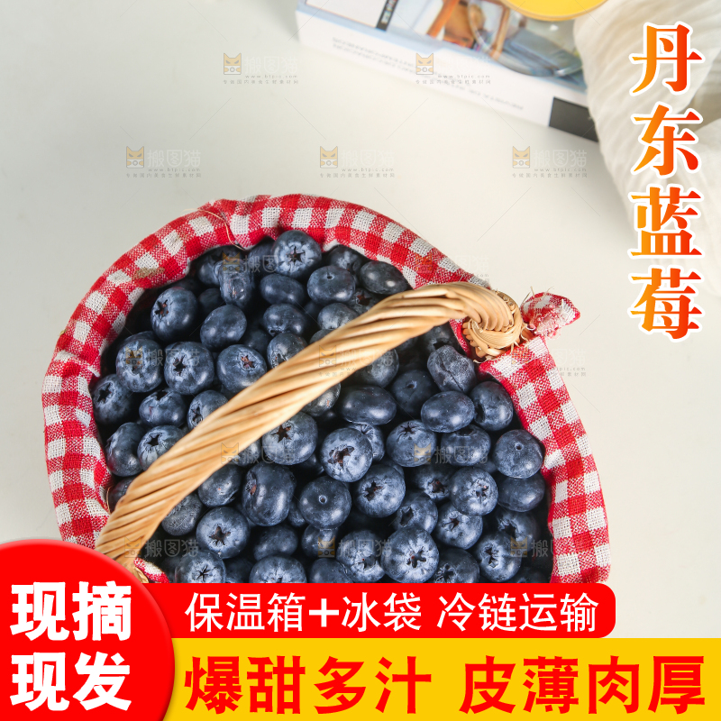 一篓新鲜蓝莓