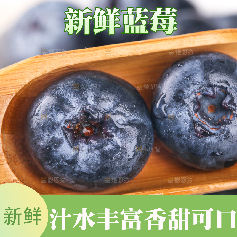 勺子上舀着大蓝莓