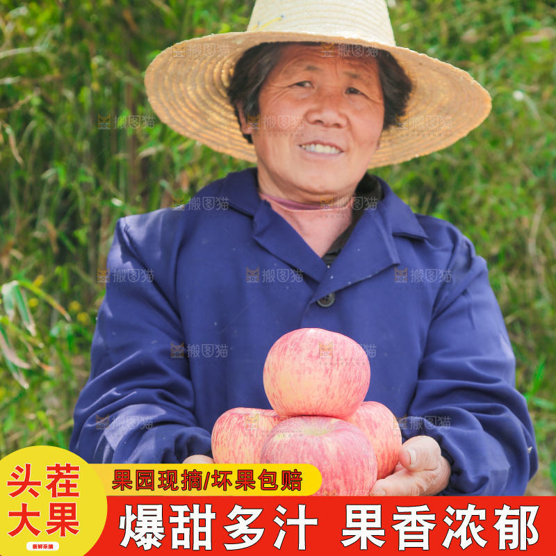 手里拿着红富士苹果