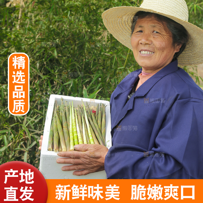 手里端着一箱小竹笋