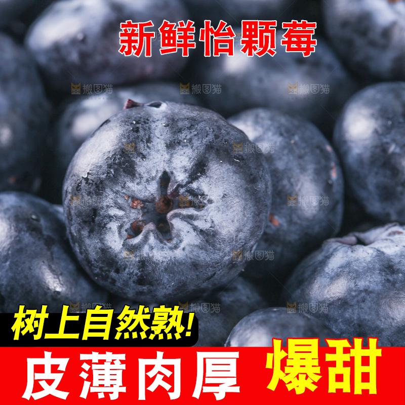 一堆新鲜莓蓝