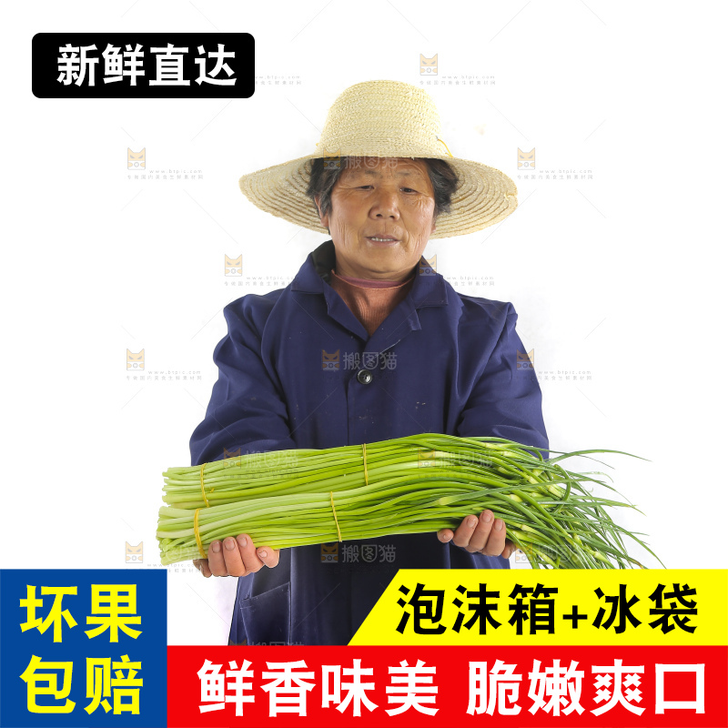 手里拿着新鲜蒜苔
