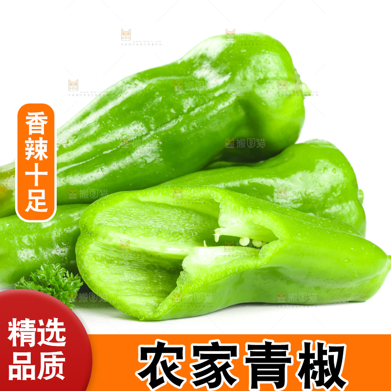 白底上摆放着农家青椒