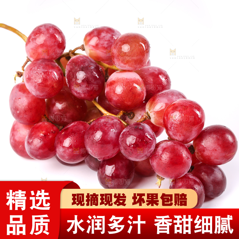 白底上放着红提葡萄