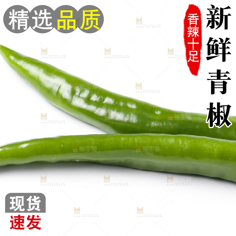 白底上放着新鲜青椒