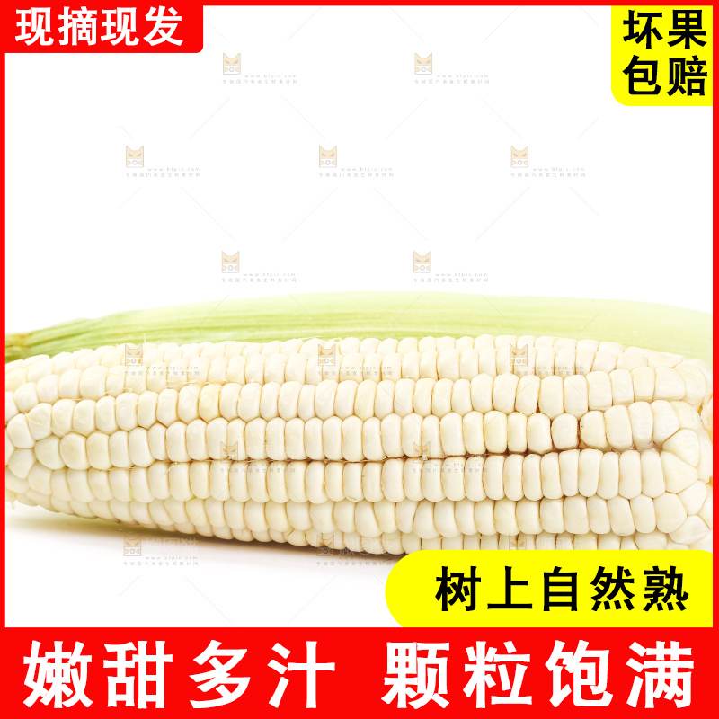 白底上摆放着牛奶水果玉米