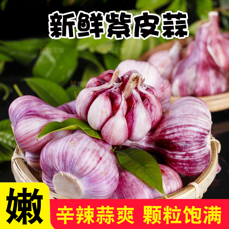 篮子里装着大理紫皮多瓣蒜