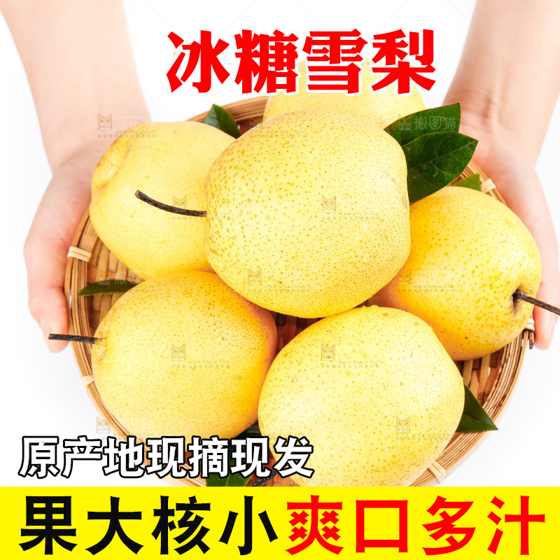 手里捧着一篮雪梨