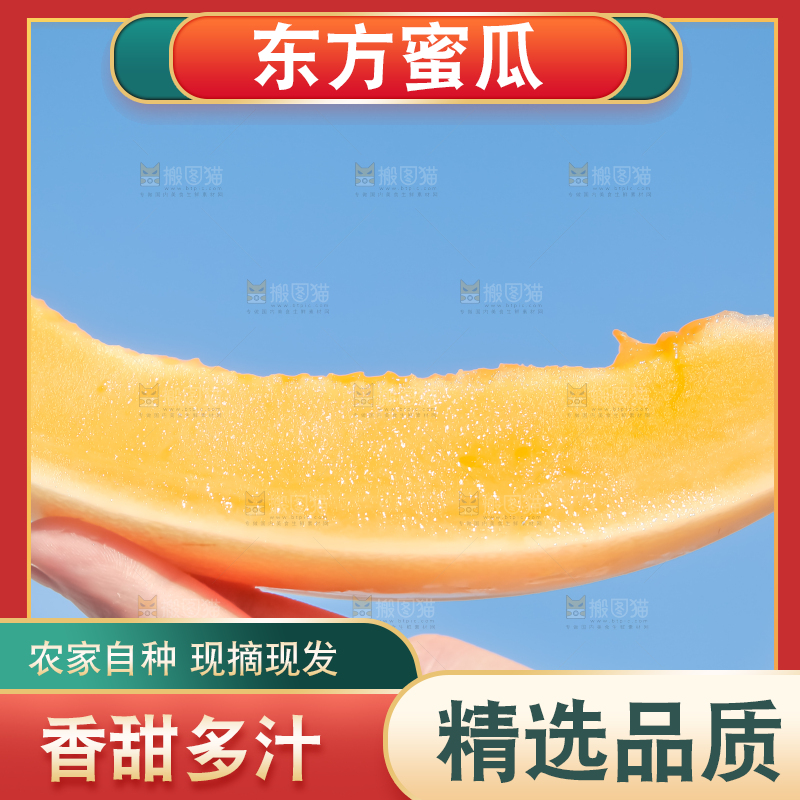 手里拿着东方蜜甜瓜