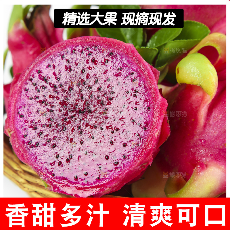 白底上放着一筐火龙果