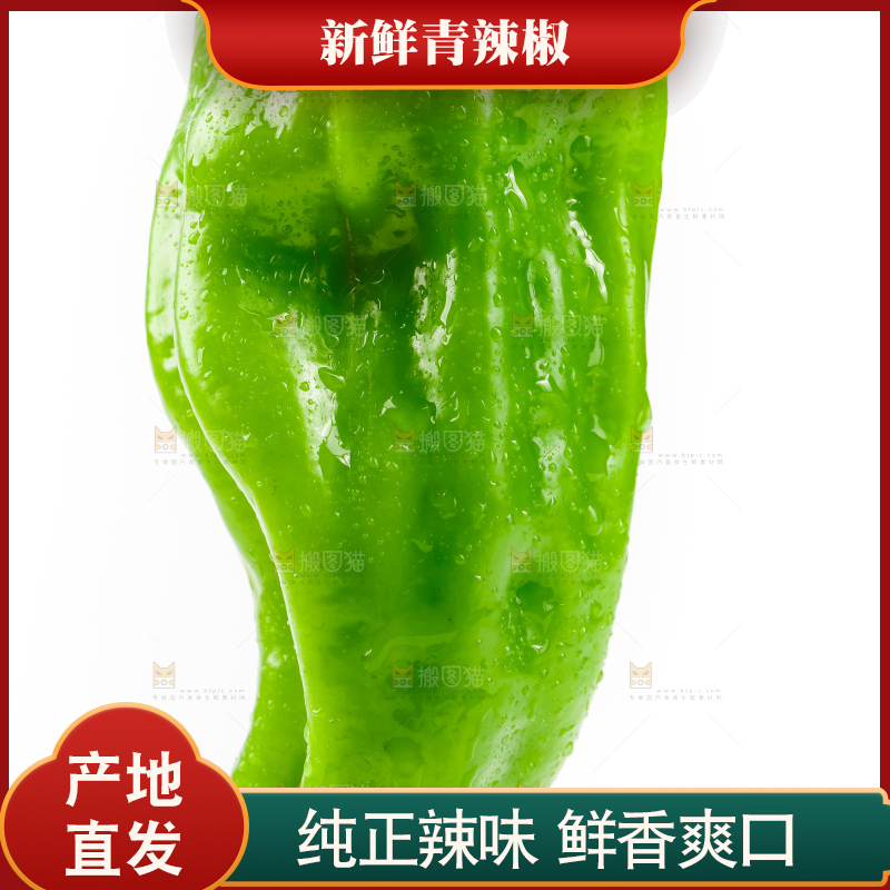 白底上放着青椒