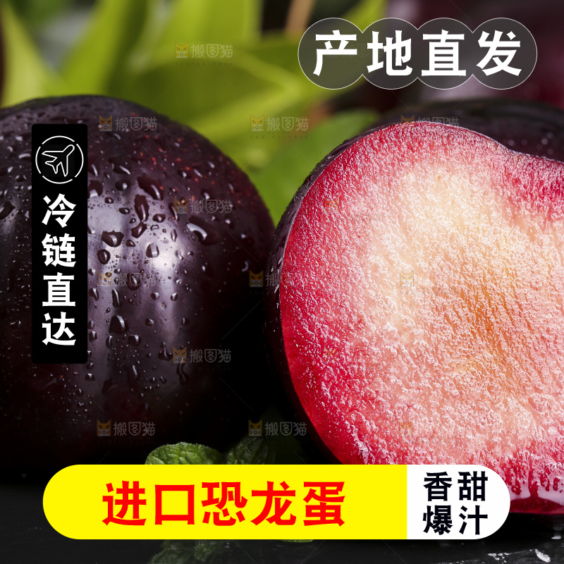 黑底上摆放着恐龙蛋李