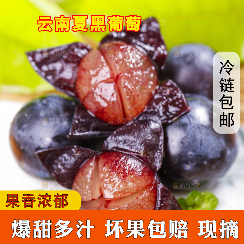 白底上放着黑加仑葡萄