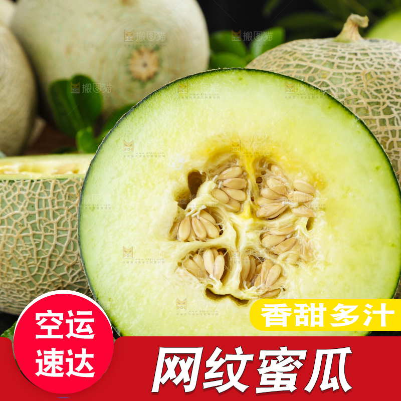 深底上放着切开的新鲜的网纹蜜瓜