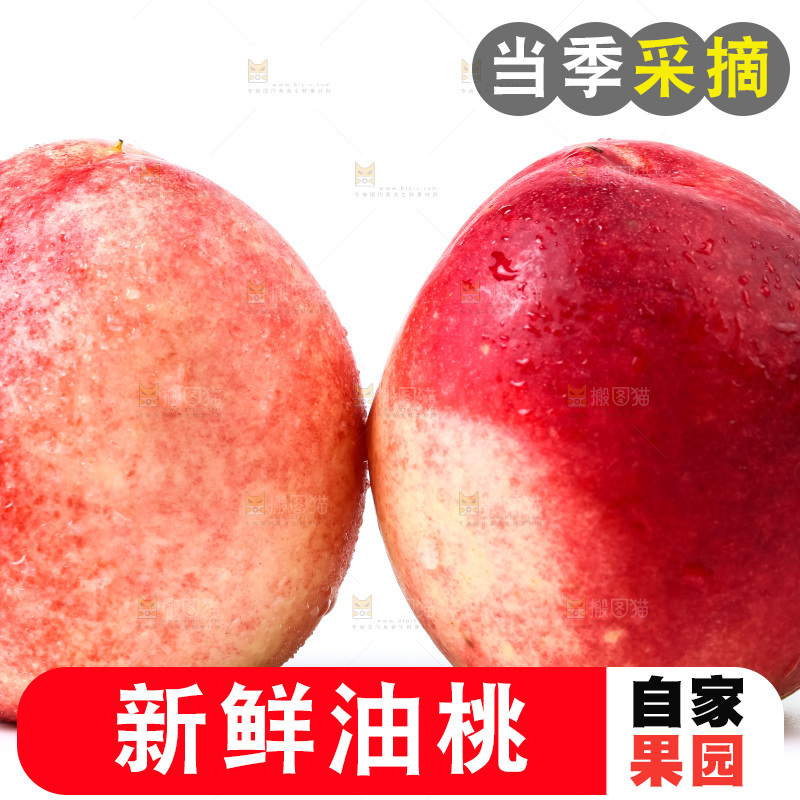 白底上摆放着油桃