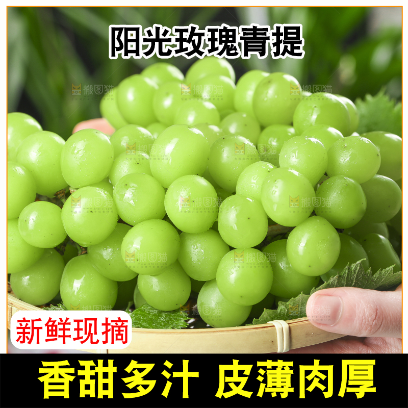 竹篮里放着无籽青提