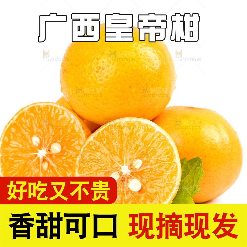 白底上放着一堆新鲜皇帝柑