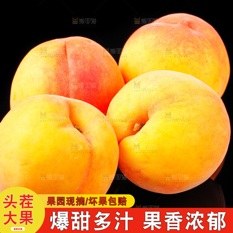 黑底上放着山东黄桃