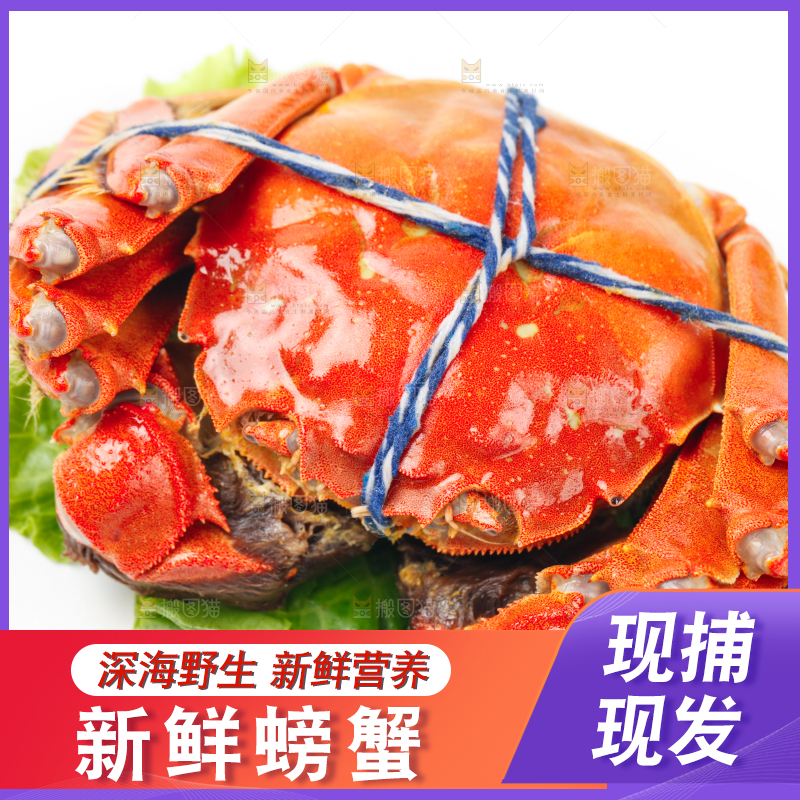 白底上放着螃蟹