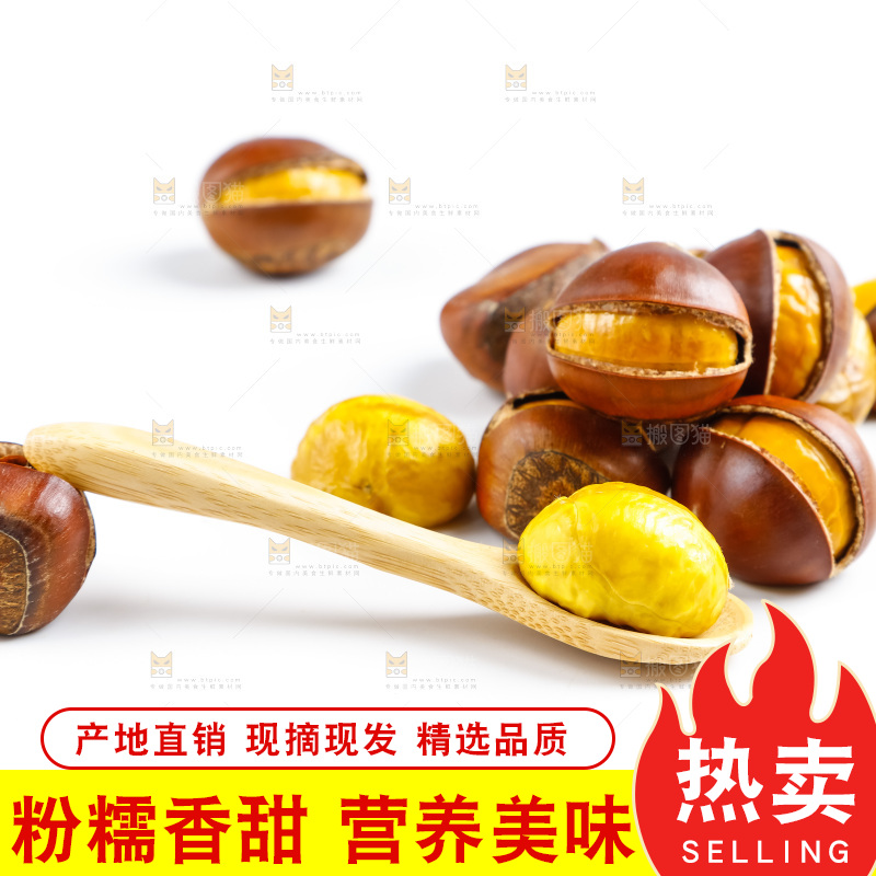 白底上的熟板栗