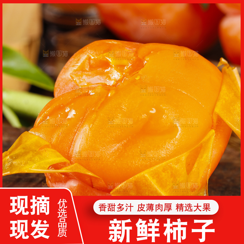 木板上摆放着易县磨盘柿子