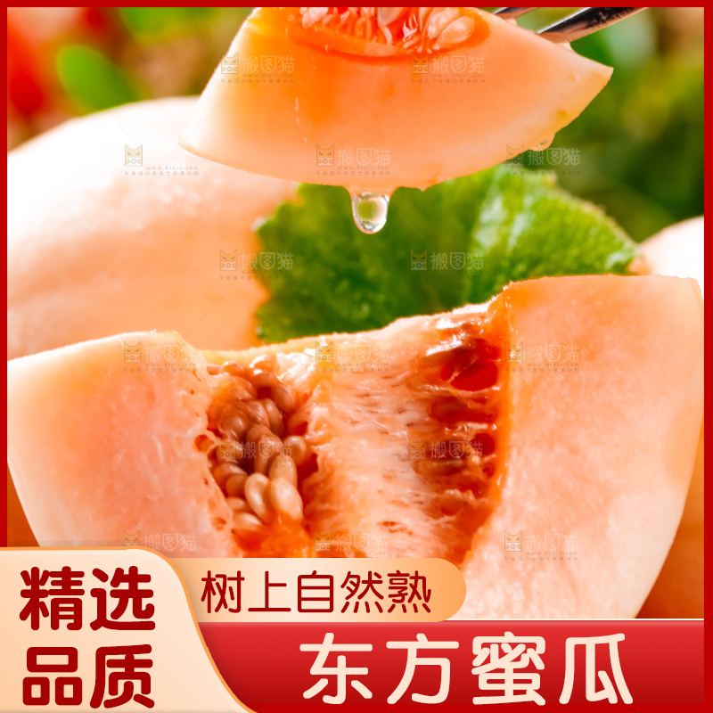 叉子叉着东方蜜瓜