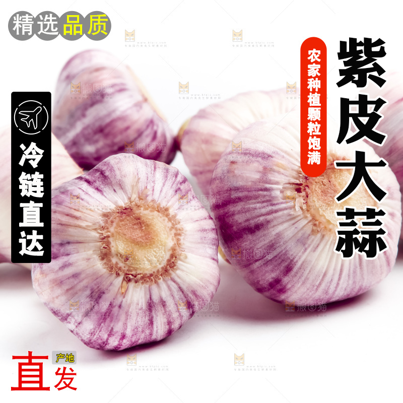白底上放着多瓣蒜