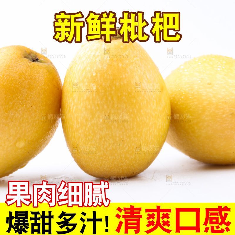 白底上放着新鲜枇杷